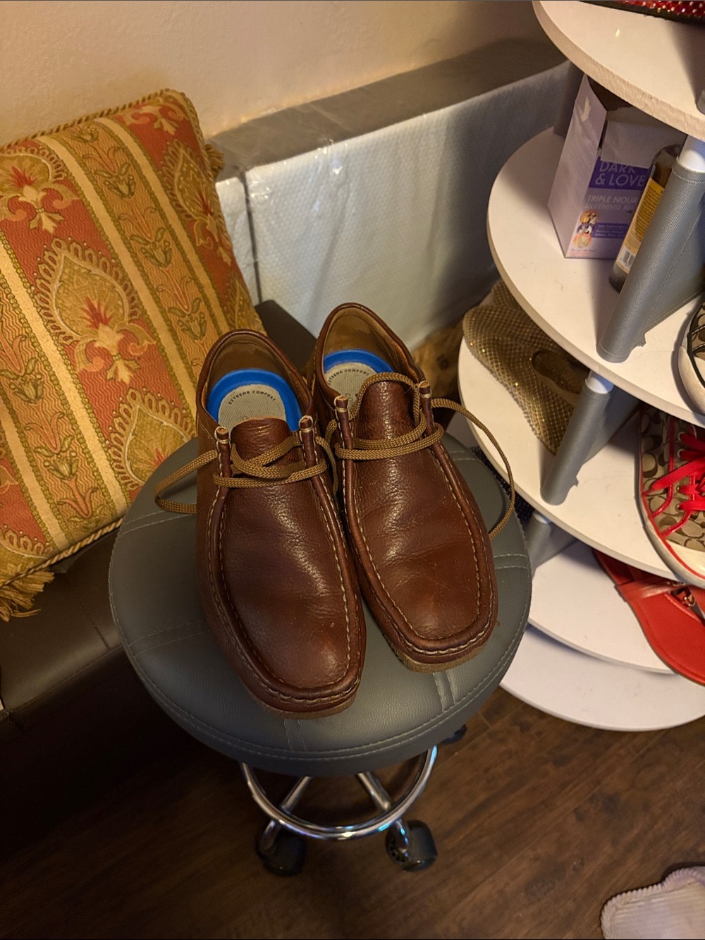 Clarks Brown Leather Lace Moc Toe Derby Shoes